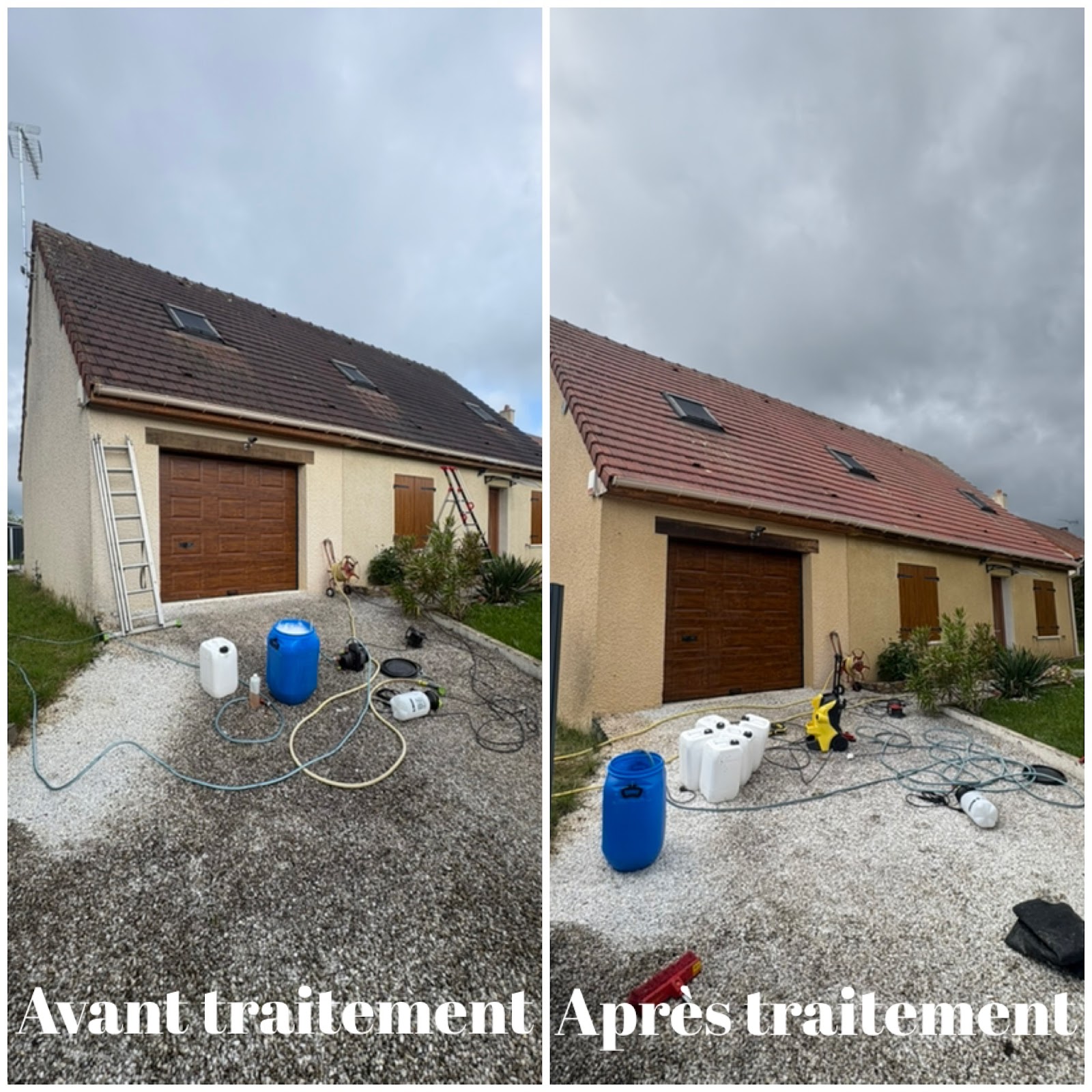 Avant/Après traitement hydrofuge d'une toiture